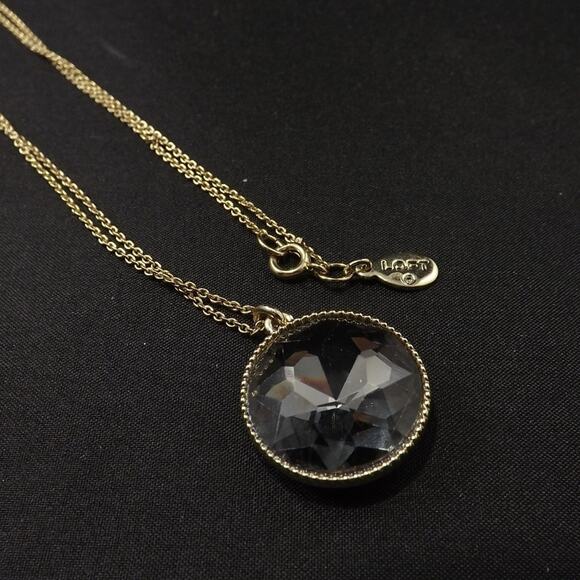 Loft Gray Crystal Pendant Long Silver Necklace, Woman's 34" Gold Tone Necklace - Picture 7 of 8